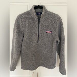 Vineyard Vines Men's Gray Sherpa Half-Zip Pullover with Logo Patch